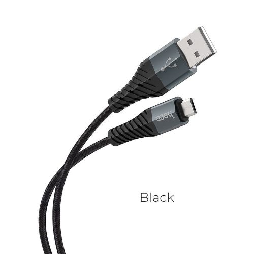 Hoco X38 Micro USB fekete szövet adatkábel 1m 2.4A