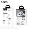 Hoco E47 fehér 2USB 3.1A szivartöltőfej + bluetooth headset