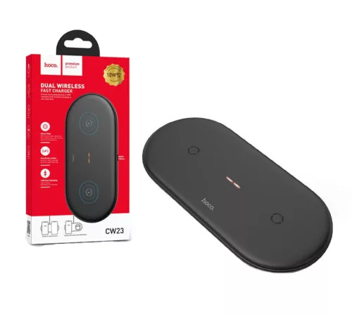 2in1 wireless töltő pad, 10W / 3A, fekete, Hoco CW23