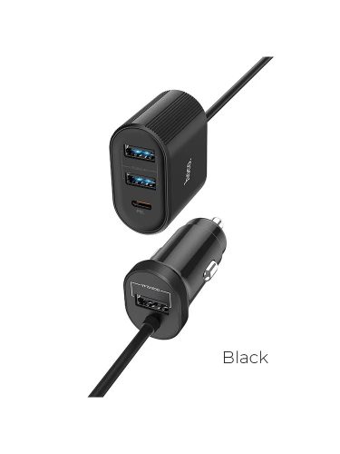 Hoco Z35 fekete szivartöltőfej 3USB + Type-C 48W 3A