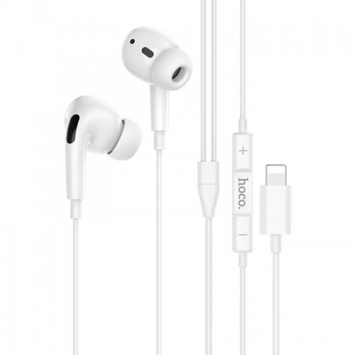 Stereo headset iPhone 8pin csatlakozóval, hangerőszabályzós, fehér, Hoco M1 Pro