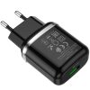 Hálózati töltőfej, 1x USB, 3A / 18W, QC 3.0, fekete, Hoco N3