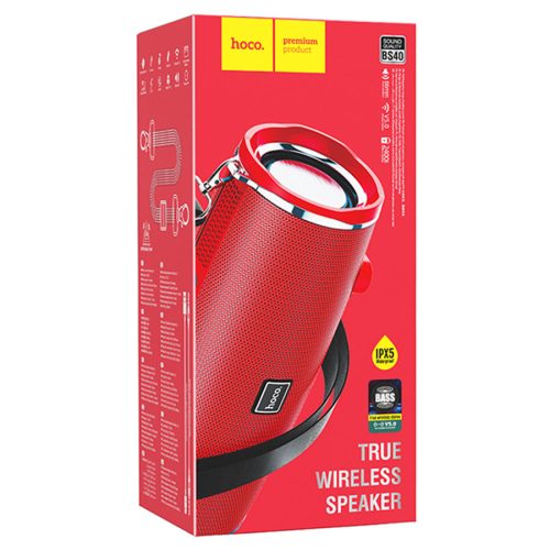 Hoco BS40 bluetooth hangszóró, 2x 7W, IPX5, vállra akasztható, piros
