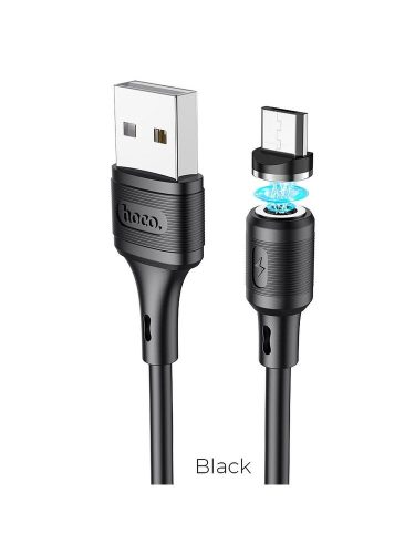 Hoco X52 "Sereno" fekete mágneses micro USB töltőkábel 1m 2.4A