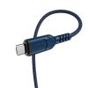 Micro USB / USB-A gyorstöltő adatkábel, szövettel bevont, kék, 1M, 2.4A, Hoco X59