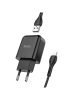 Hoco N2 fekete 2 USB töltőfej +  iPhone 8pin adatkábel 2.1A