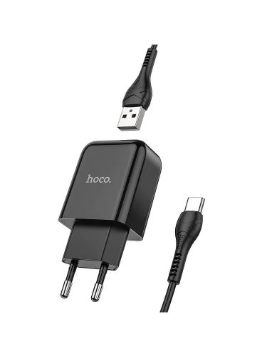 Hoco N2 fekete 2 USB töltőfej +  Type-C adatkábel 2,1A