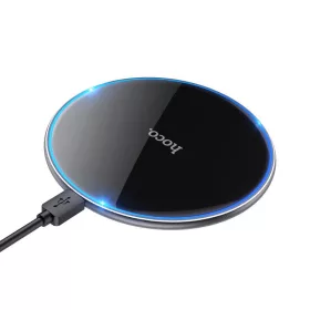   Vezeték nélküli töltőpad Type-C kábellel, 15W, LED fény, fekete, Hoco CW6 Pro
