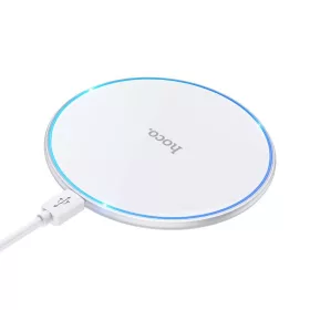   Vezeték nélküli töltőpad Type-C kábellel, 15W, LED fény, fehér, Hoco CW6 Pro