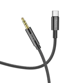   Type-C - Jack 3,5mm audio kábel, nylon fonott, fekete, Hoco UPA19