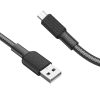 Micro USB gyors töltő adatkábel, fast charging, 2.4A, 1M, szövettel bevont, fekete, Hoco X69
