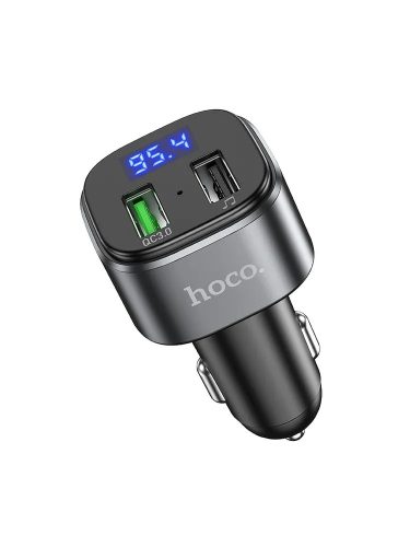 Hoco E67 fekete bluetooth FM transmitter + 2USB autós töltő 18W QC3.0