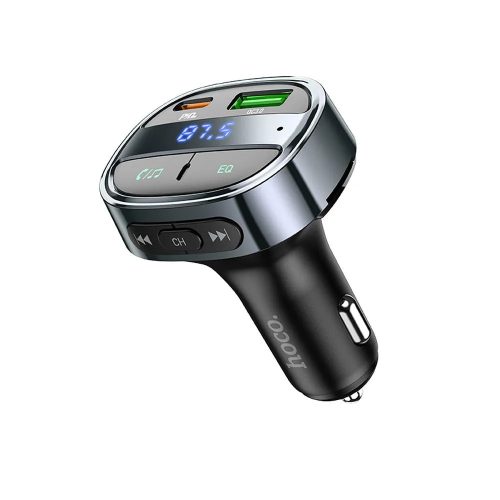 Bluetooth FM transmitter, 2xUSB / 1xType-C, QC3.0 / PD 5A 30W, BT5.0, fekete, Hoco E70