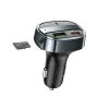 Bluetooth FM transmitter, 2xUSB / 1xType-C, QC3.0 / PD 5A 30W, BT5.0, fekete, Hoco E70
