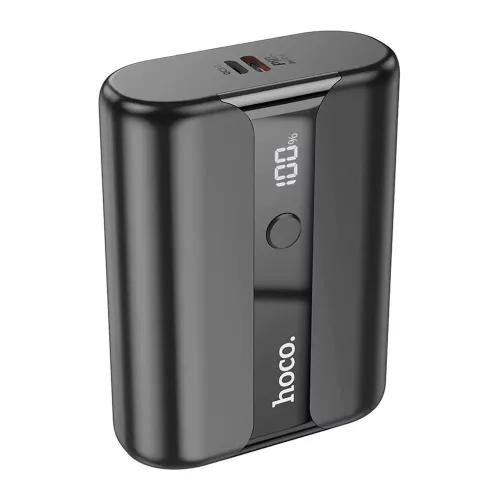 Power Bank, 1xUSB / 1xType-C / 1x micro USB, 10000 mAh / 22.5W / 5V 3A, LED kijelző, fekete, Hoco Q3 Pro