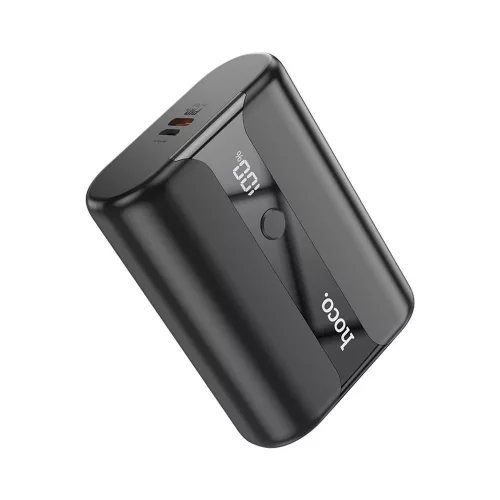 Power Bank, 1xUSB / 1xType-C / 1x micro USB, 10000 mAh / 22.5W / 5V 3A, LED kijelző, fekete, Hoco Q3 Pro