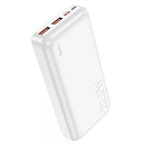 Power Bank 2xUSB / 1xType-C / 1x micro USB + Type-C kábel, 20000 mAh / 22.5W, fehér, HOCO J101A Astute