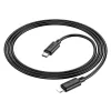 Type-C - iPhone 8pin gyorstöltő adatkábel, fekete, PD 20W, 1M, 2.4A, Hoco X88