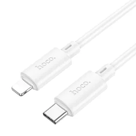   Type-C - iPhone 8pin gyorstöltő adatkábel, fehér, PD 20W, 1M, 2.4A, Hoco X88