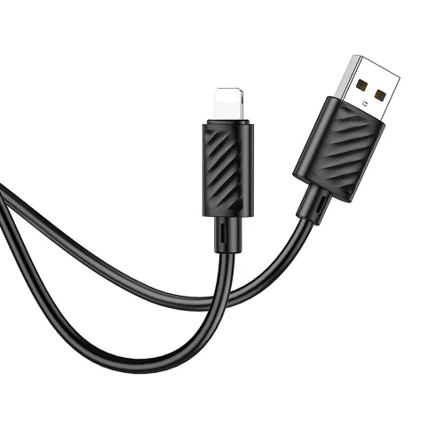 iPhone 8pin gyorstöltő adatkábel, fekete, 1M, 2.4A, Hoco X88