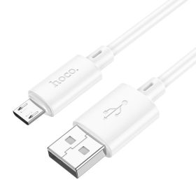 Micro USB adatkábel, 2.4A, 1M, fehér, Hoco X88