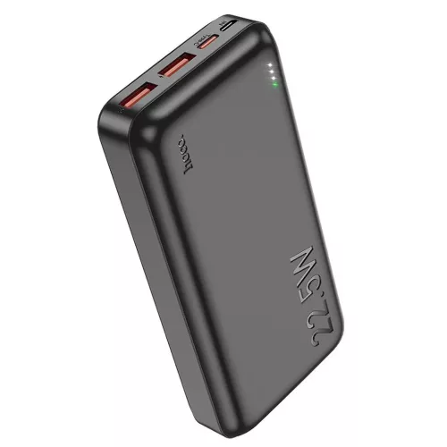 Power Bank 1xUSB / 1xType-C / 1x micro USB, 20000 mAh / PD20W / QC3.0, fekete, HOCO J102A