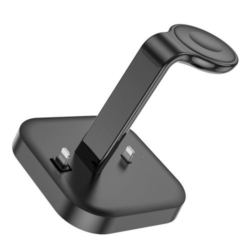 3in1 vezeték nélküli (Wireless) töltő állvány, 5V / 2.1A / 5W, fekete, Hoco CW43