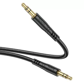   Univerzális jack-jack audio kábel, 3.5mm, szövettel fonott, fekete, 1M, Hoco UPA24