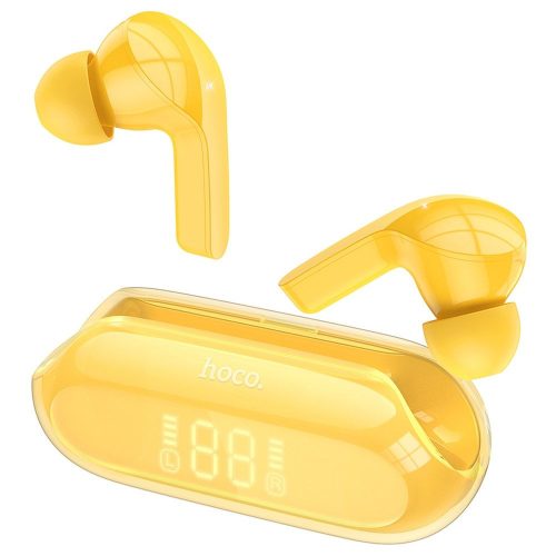 Stereo bluetooth headset vezeték nélküli töltőtokkal, TWS, sárga, Hoco EW39