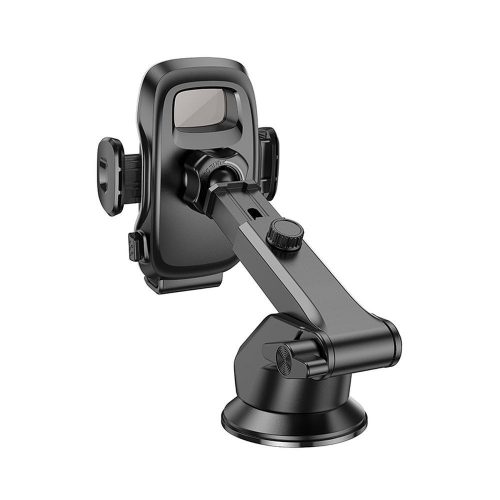 Szélvédőre / műszerfalra rögzíthető autós tartó, 360° forgatható, kihúzható kar, fekete, Hoco H15