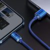 iPhone 8pin gyorstöltő adatkábel, kék, 1.2M, 2.4A, Baseus Crystal Shine Series