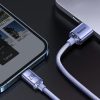 iPhone 8pin gyorstöltő adatkábel, lila, 1.2M, 2.4A, Baseus Crystal Shine Series