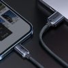 iPhone 8pin gyorstöltő adatkábel, fekete, 2M, 2.4A, Baseus Crystal Shine Series