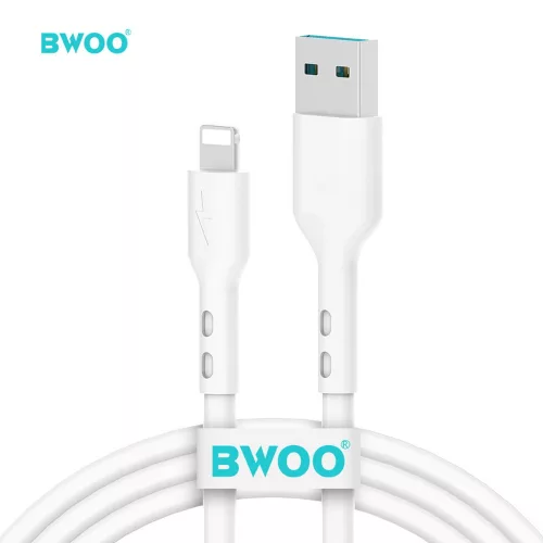 iPhone 8pin gyorstöltő adatkábel, fehér, 1M, 3A, BWOO X172L