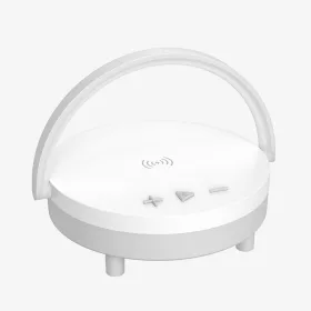   Többfunkciós wireless töltő pad lámpával és bluetooth hangszóróval, 15W, fehér, BWOO WL17
