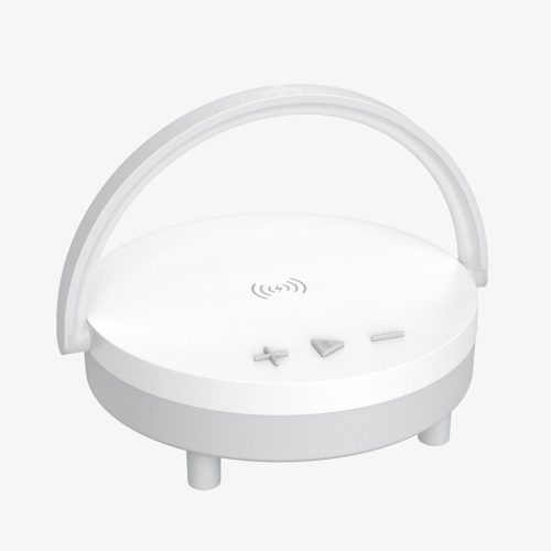 Többfunkciós wireless töltő pad lámpával és bluetooth hangszóróval, 15W, fehér, BWOO WL17