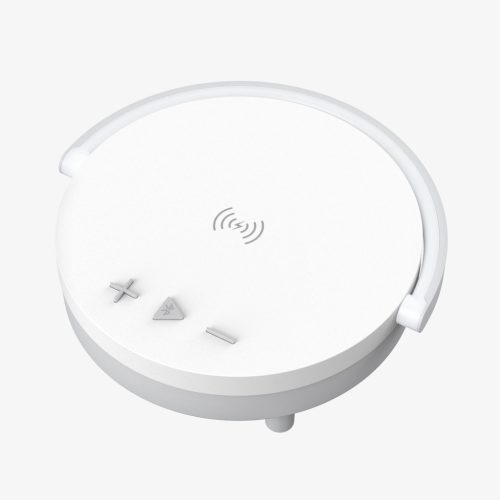 Többfunkciós wireless töltő pad lámpával és bluetooth hangszóróval, 15W, fehér, BWOO WL17