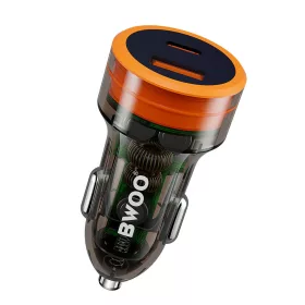   Szivartöltő fej 1xType-C / 1xUSB, PD 20W / QC3.0 18W, fekete, BWOO BO-CC85
