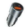 Szivartöltő fej, 1xType-C / 1xUSB, PD 20W / QC 18W, 3A, szürke, BWOO BO-CC73