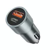 Szivartöltő fej, 1xType-C / 1xUSB, PD 20W / QC 18W, 3A, szürke, BWOO BO-CC73