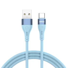 Type-C gyorstöltő adatkábel, 3A, 1M, kék, BWOO BO-X280C