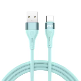 Type-C gyorstöltő adatkábel, 3A, 1M, zöld, BWOO BO-X280C
