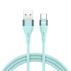 Type-C gyorstöltő adatkábel, 3A, 1M, zöld, BWOO BO-X280C