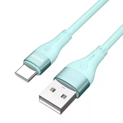 Type-C gyorstöltő adatkábel, 3A, 1M, zöld, BWOO BO-X280C