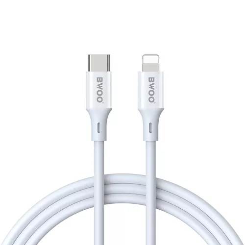 Type-C - iPhone 8pin gyorstöltő adatkábel, fehér, 1M, 3A / 27W, BWOO X283C-L