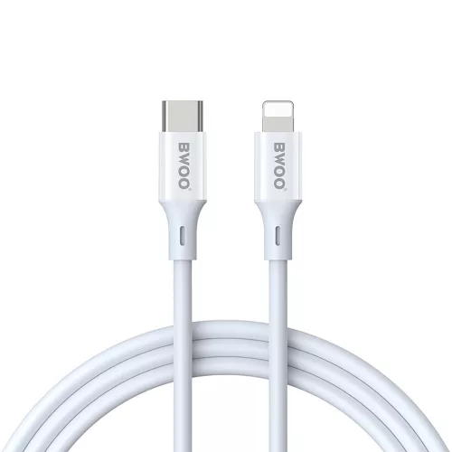 Type-C - iPhone 8pin gyorstöltő adatkábel, fehér, 1M, 3A / 27W, BWOO X283C-L