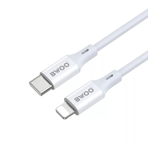 Type-C - iPhone 8pin gyorstöltő adatkábel, fehér, 1M, 3A / 27W, BWOO X283C-L