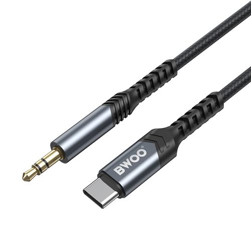 Type-C - Jack 3,5mm audio adapter, fekete, BWOO BO-AUX066