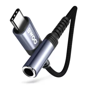   Audio jack 3,5mm aljzat - Type-C adapter, fekete-szürke, BWOO BZ47