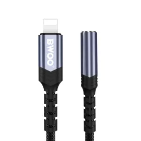   Audio jack 3,5mm aljzat - iPhone 8pin adapter, fekete-szürke, BWOO BZ48